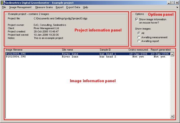 The main program window