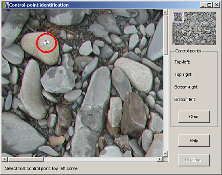 Image of the Control-point identification dialogue